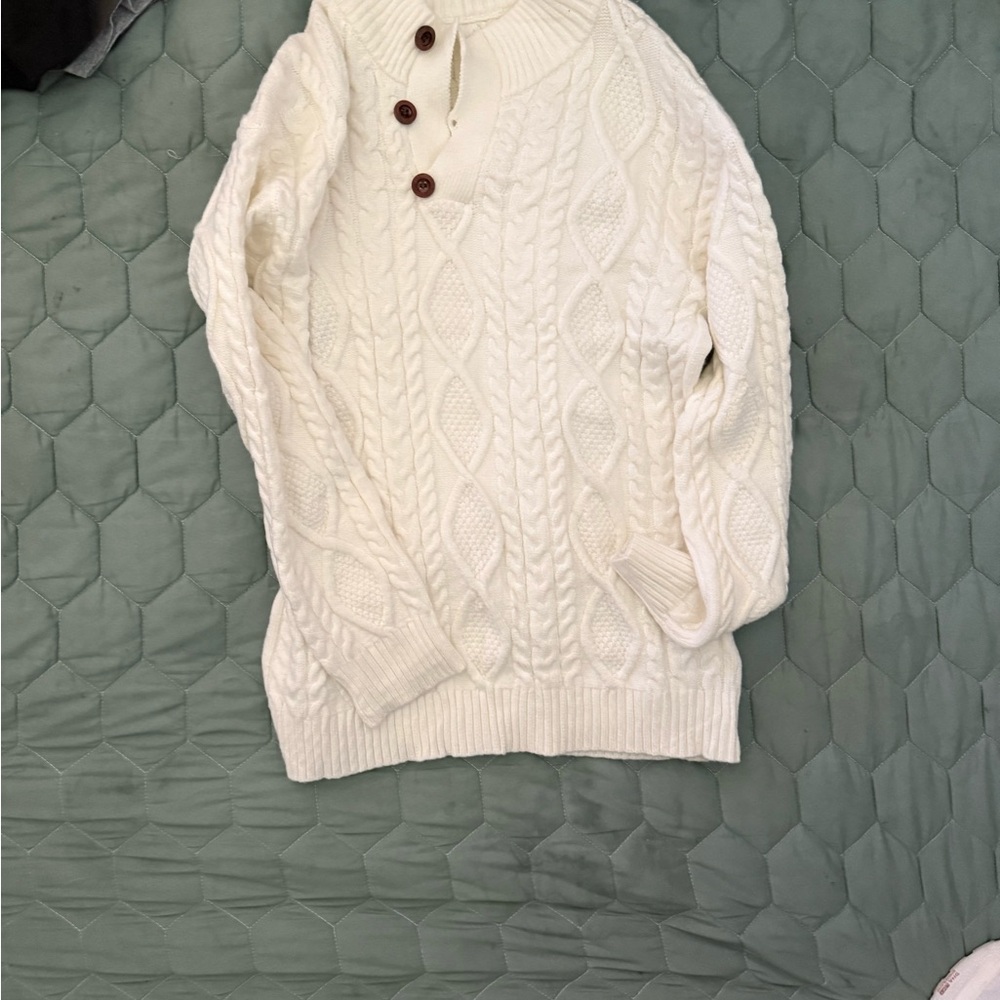 Classic White Cable Knit Kids Sweater